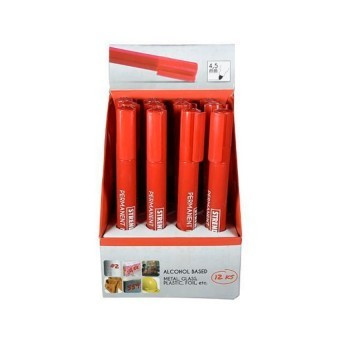 Set marker permanent Strend Pro Permanent, 12 buc, grosime 4.5mm, rosu foto