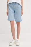 Sisley pantaloni scurți jeans uni, high waist, 4W9KL901L