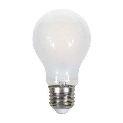 Bec economic cu filament LED, 5 W, 600 lm, 6400 K, soclu E27, lumina alb rece, sticla mata, forma A60 foto