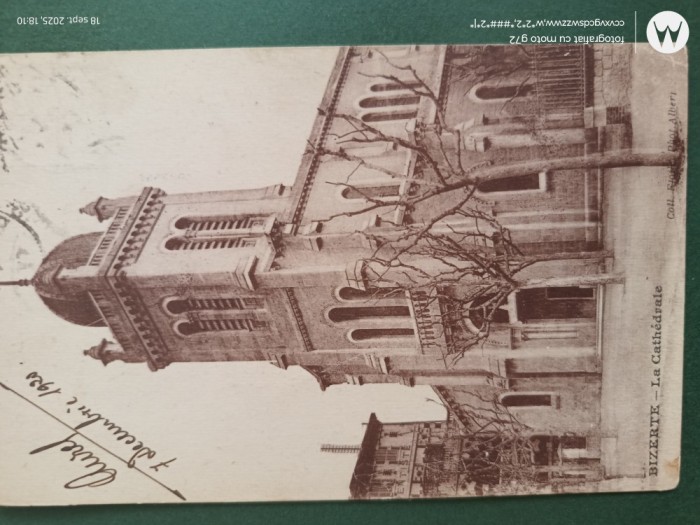 Catedrala din BIZERTE ,anul 1920 CARTE POSTALA interesanta , circulata