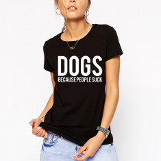 Tricou dama negru - DOGS - M