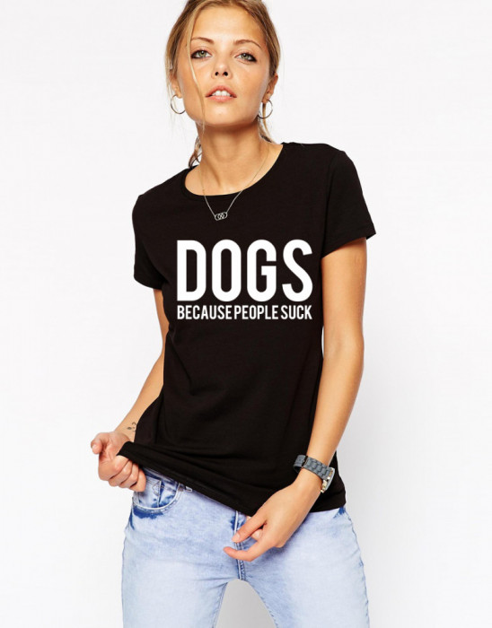 Tricou dama negru - DOGS - XL