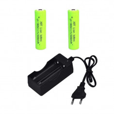 Set 2 acumulatori Li-Ion tip 18650, 1000mAh, 3.7V, cu incarcator inclus - electroAZ foto