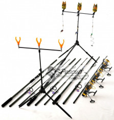 Kit Complet 3.6m Crap 3 Lansete,Mulinete Rod Pod Full Cu Avertizori Si Swingeri foto