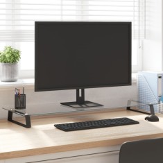 vidaXL Suport de monitor, negru, 100x35x8 cm, sticlă securizată/ metal 374230
