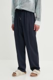 IRO pantaloni de l&acirc;nă culoarea bleumain, drept, MP23URSIN