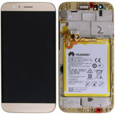 Huawei G8 (RIO-L01) Capac frontal al modulului de afișare + LCD + digitizer + baterie aurie 02350MXA