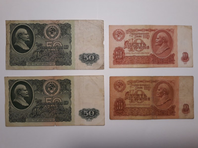 BANCNOTE RUSIA / URSS -10 RUBLE 1961 ,2BUC -50 RUBLE 1961 ,2BUC- LOT 4BUC - (20) foto