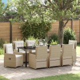 vidaXL Set de masă pentru grădină 9 pcs Beige și gri deschis poliratan 3380973