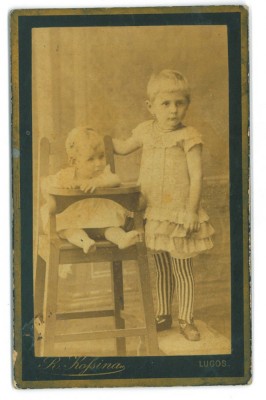 1403 - LUGOJ, Timis, Children, Romania CDV ( 10,9/6,9 cm ) - old Real Photo foto