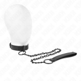 KINK - COLLAR WITH DARK LEASH 65 CM ADJUSTABLE 37-54 CM X 3 CM, KINK COLLAR &amp; GAG