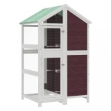 Cumpara ieftin Colivie de pasari, cafeniu, 97x81x152 cm, lemn masiv de pin