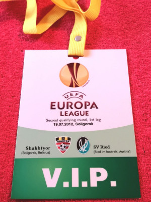 Acreditare fotbal SHAKHTYOR Soligorsk(Belarus)-SV RIED(Austria)EL 2012 foto