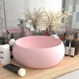 Chiuveta de baie lux roz mat 40x15 cm ceramica rotund GartenMobel Dekor, vidaXL