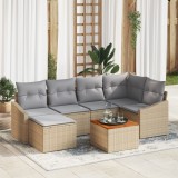 vidaXL Set canapea grădină 7 pcs Bej, gri deschis 55 x 55 x 37 cm