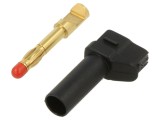 Conector banană 4mm 32A negru unghiat cu izolație