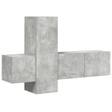 Cumpara ieftin Set de dulapuri TV, 3 buc., gri beton, lemn prelucrat