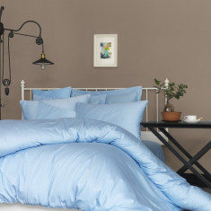 Lenjerie de pat pentru o persoana, 2 piese, 135x200 cm, 100% bumbac satinat, Patik, De Blue, albastru