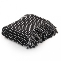 vidaXL Pătură decorativă cu pătrățele, bumbac, 125 x 150 cm, negru 245330