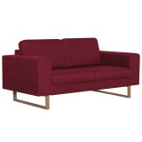 Cumpara ieftin Canapea cu 2 locuri, rosu vin, material textil