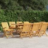 Set 8 Scaune Gradina Pliante Lemn Tec 61x67x90cm Gossi. Scaune Exterior Relaxare, Design Lamele, Rezistente Intemperii. Confortabile si Elegante!