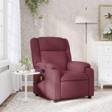 VidaXL Fotoliu de masaj rabatabil, roșu vin, material textil