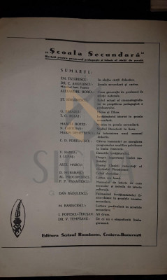 SCOALA SECUNDARA, REVISTA PENTRU PROGRESUL PEDAGOGIC SI TEHNIC AL CARTII DE SCOALA, Septembrie 1935, Craiova foto