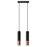Lampă Suspendată Loopez Negru/Cupru Oțel 2 Bec Tub Modern De Interior