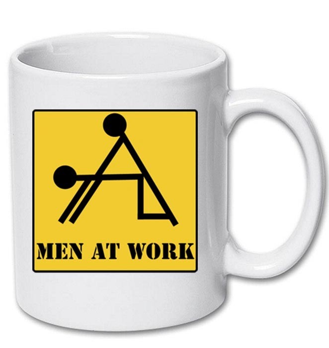 Cana alba personalizata &quot; Men At Work Position &quot;, INOVATIX&reg;. 330ml