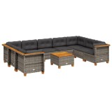 Cumpara ieftin Set mobilier de gradina cu perne, 10 piese, gri, poliratan