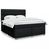 VidaXL Pat box spring cu saltea, negru, 180x200 cm, catifea