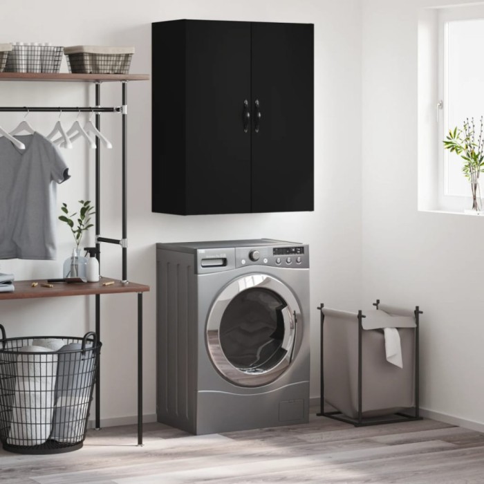 vidaXL Dulap montat pe perete, negru, 69,5x34x90 cm, lemn prelucrat 834979