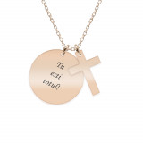 Krust - Colier personalizat banut si cruce din argint 925 placat cu aur roz