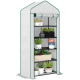 Outsunny Seră de grădină Seră 5 nivele cu o ușă rulantă, Foliu din PE Rezistent &icirc;ntărit dim. 90L x 49l x 193H cm | Aosom Romania
