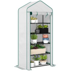 Outsunny Seră de grădină Seră 5 nivele cu o ușă rulantă, Foliu din PE Rezistent &icirc;ntărit dim. 90L x 49l x 193H cm | Aosom Romania