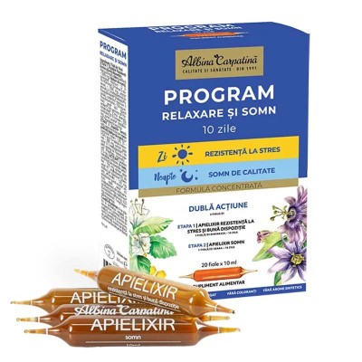 Apielixir Program de Relaxare si Somn 10 zile 20 fiole Albina Carpatina Apicola Pastoral Georgescu foto