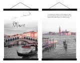 Șină magnetică din lemn pentru afișe, pentru imprimeuri 50x70/50x75/50x100 &ndash; Negru 50cm (set de 2)
