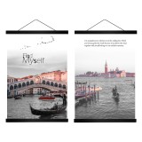 Șină magnetică din lemn pentru afișe, pentru imprimeuri 50x70/50x75/50x100 &ndash; Negru 50cm (set de 2)