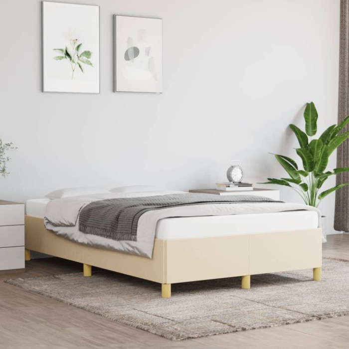 vidaXL Cadru de pat fără saltea cremă 120x190 cm țesătură 3269643