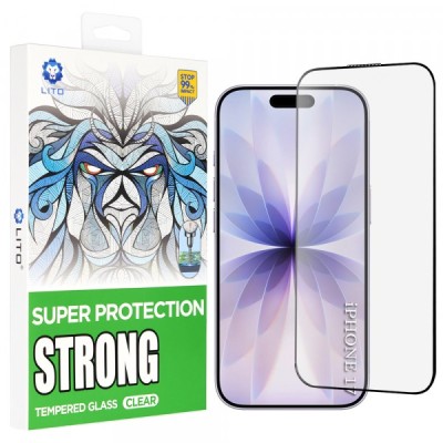 Folie de protectie Ecran Lito D+ Max Strong pentru Apple iPhone 17 / 16 Pro, Sticla Securizata, Full Glue, Neagra foto