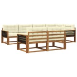 vidaXL Set de canapele de exterior cu pernă 7 pcs Natural și Crem 3382643