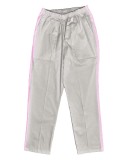 Pantaloni Medicali Pe Stil, Albi cu dunga Roz deschis cu Elastan cu Elastic - XL, talia-3-92cm, Alb