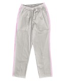 Pantaloni Medicali Pe Stil, Albi cu dunga Roz deschis cu Elastan cu Elastic - L, Alb