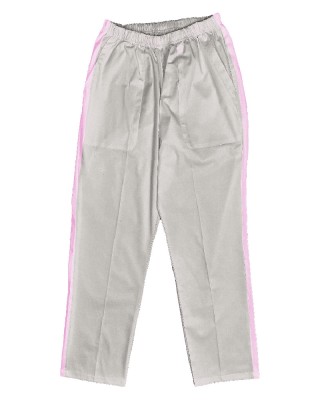 Pantaloni Medicali Pe Stil, Albi cu dunga Roz deschis cu Elastan cu Elastic - M, talia-2-96cm foto