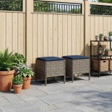 vidaXL Taburet pentru grădină 2 Bucată Gri și albastru marin Ratan PE 42025388