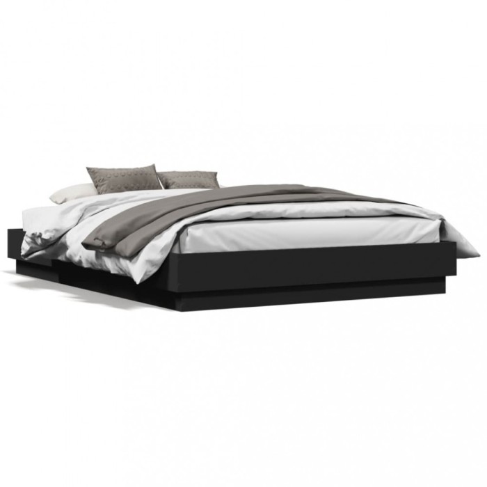 vidaXL Cadru de pat, negru, 120x190 cm, lemn prelucrat