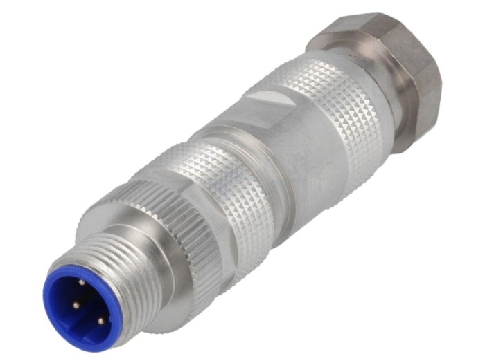 Conector M12 drept, cod D, 4 pini