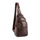 Cumpara ieftin Borseta Rucsac Crossbody din Piele Naturala, Maro Inchis, 30x16x10 cm, Bareta Reglabila &ndash; Magrot 26051