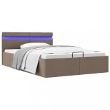 VidaXL Cadru pat hidraulic depozitare LED gri taupe 120x200 cm textil 285626