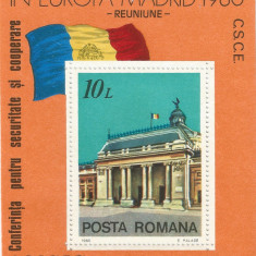 România, LP 1018/1980, C.S.C.E., Madrid, colita dantelata, MNH